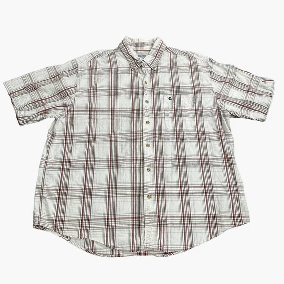 Carhartt Plaid Shirt Mens 2XL Casual Button Up Short Sleeve Chest Pocket - Picture 1 of 9